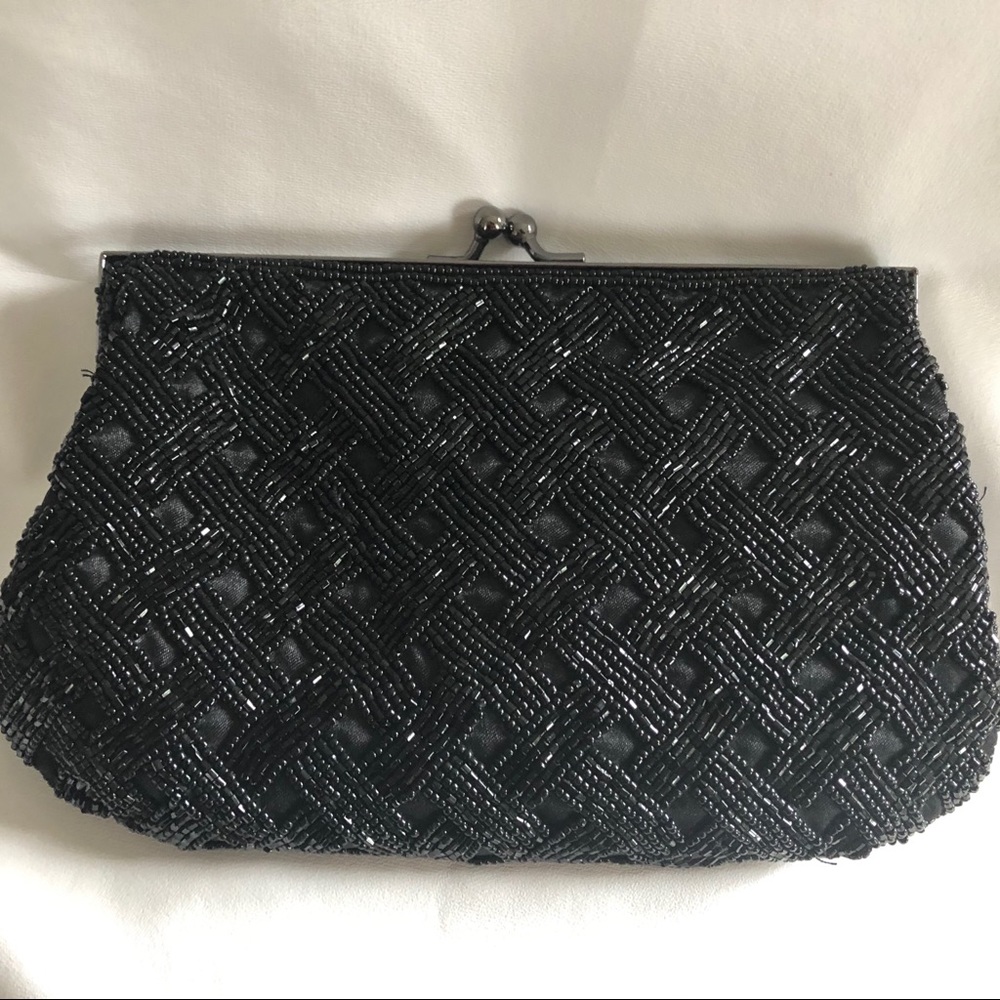 Vintage Lancôme Black Sequin Purse Clutch